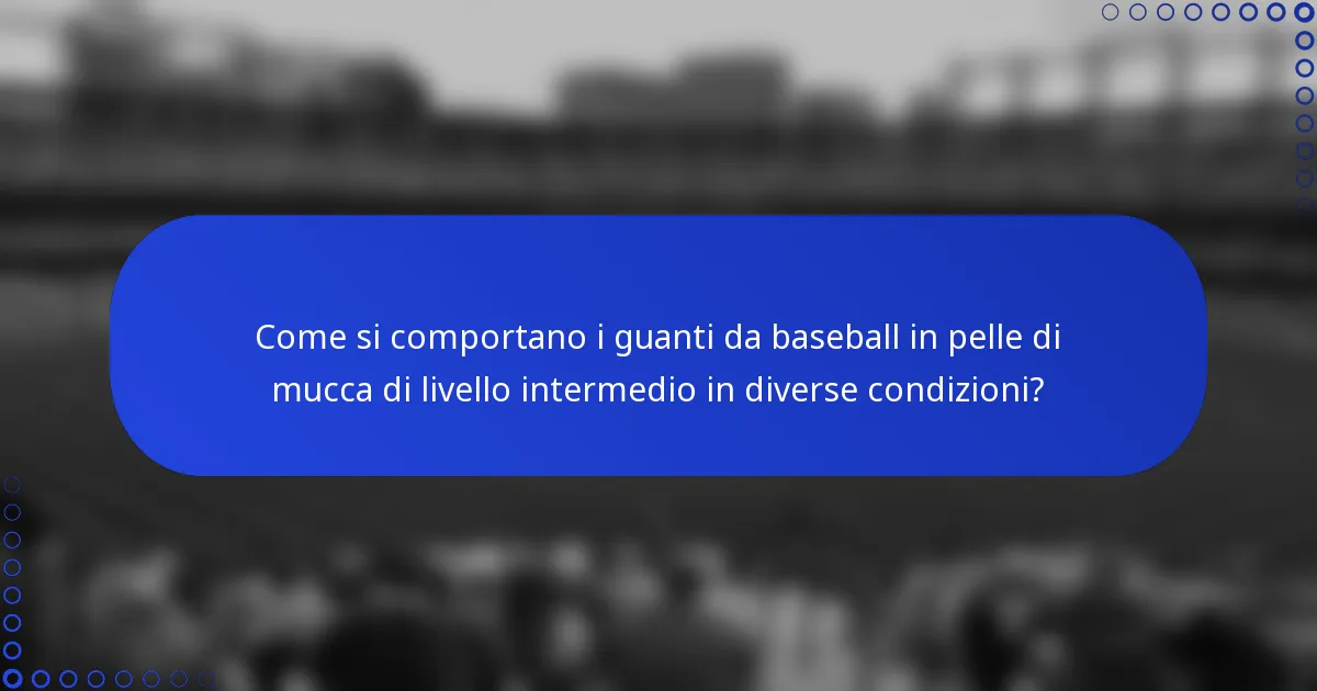Come si comportano i guanti da baseball in pelle di mucca di livello intermedio in diverse condizioni?