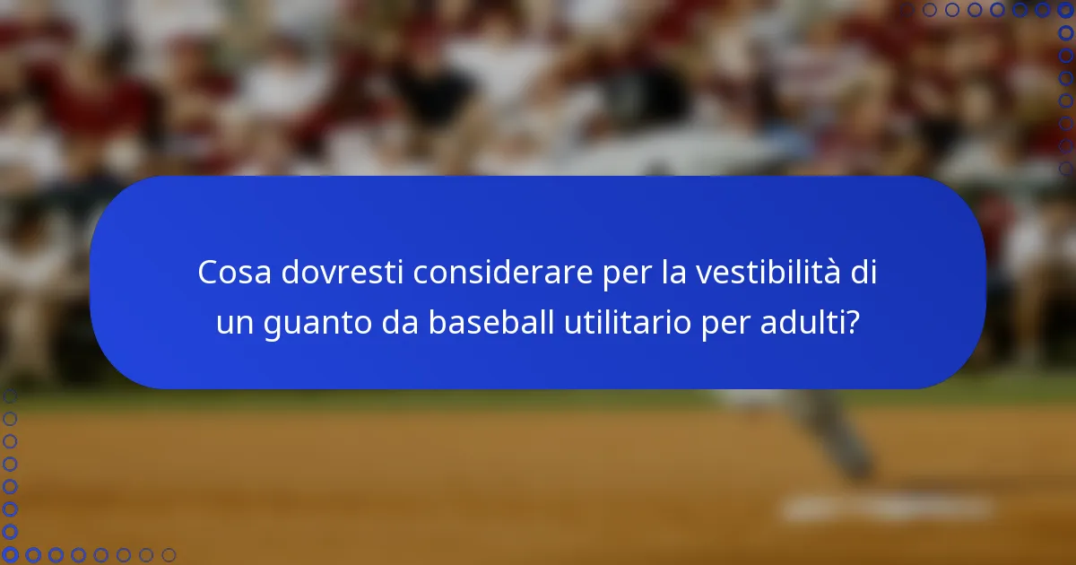 Cosa dovresti considerare per la vestibilità di un guanto da baseball utilitario per adulti?