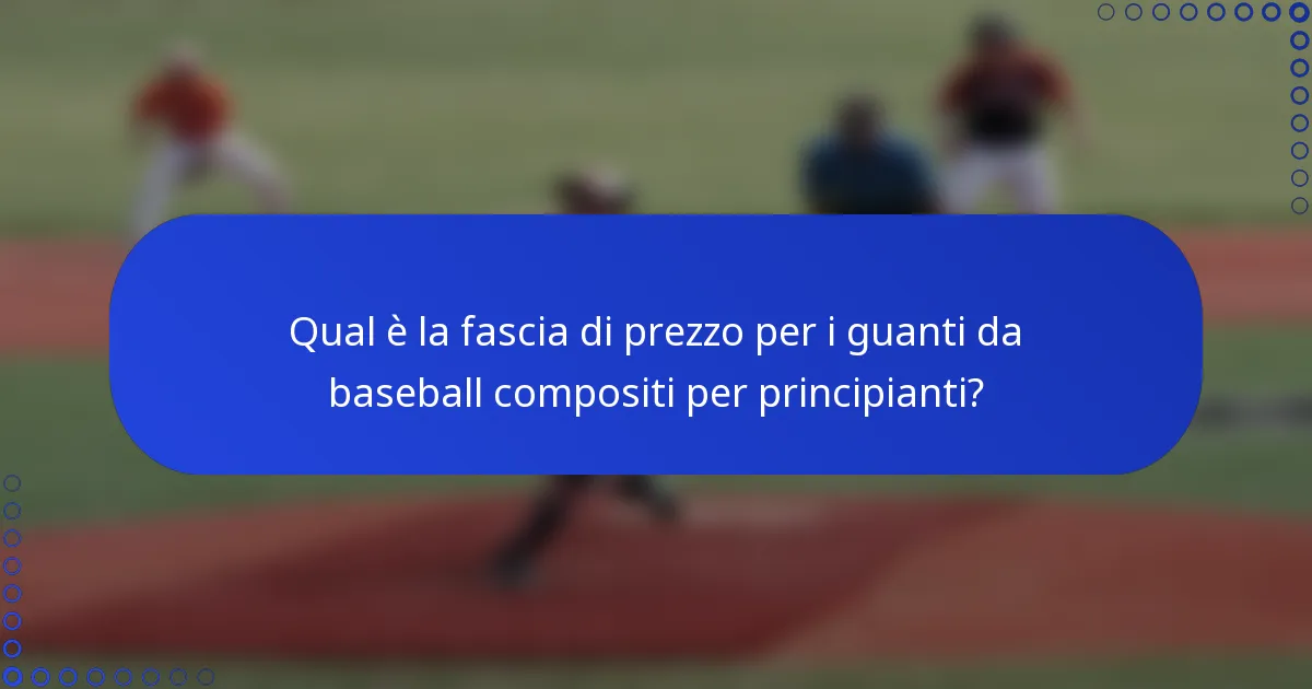 Qual è la fascia di prezzo per i guanti da baseball compositi per principianti?