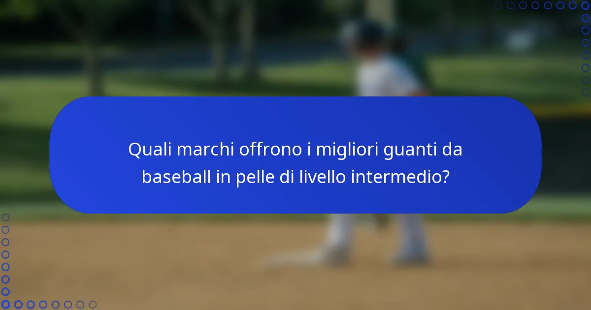 Quali marchi offrono i migliori guanti da baseball in pelle di livello intermedio?