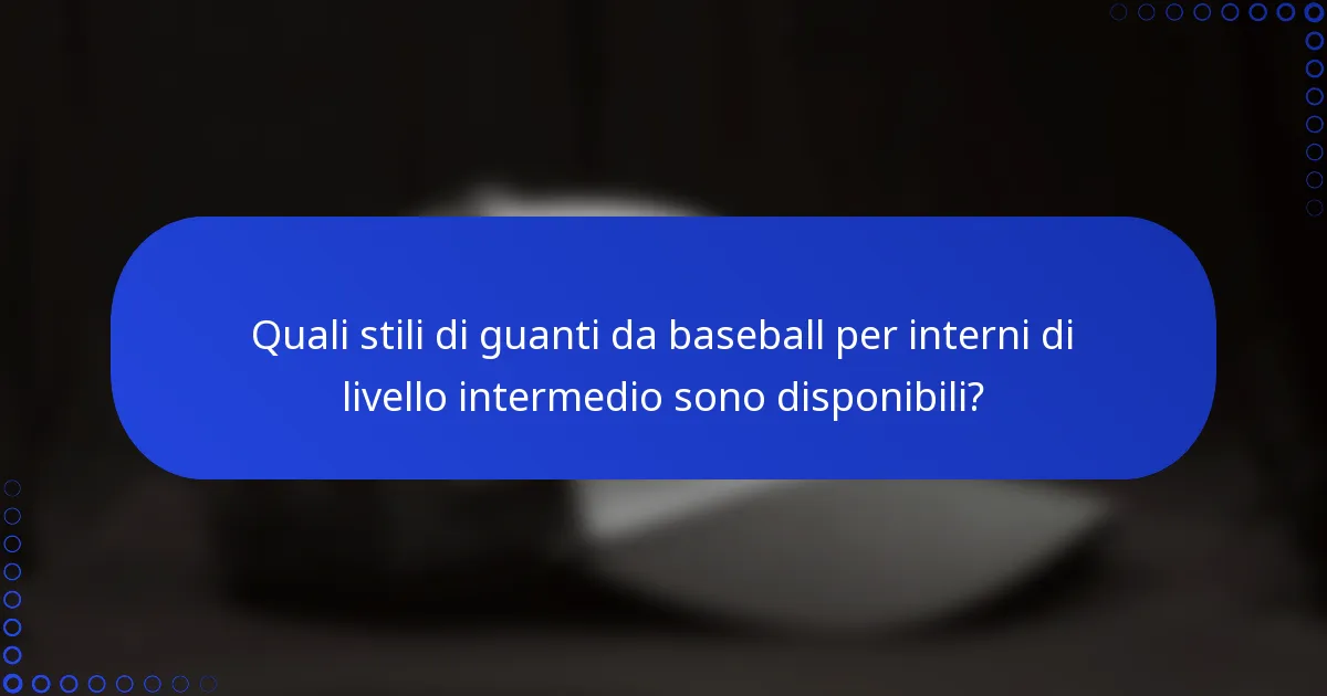 Quali stili di guanti da baseball per interni di livello intermedio sono disponibili?