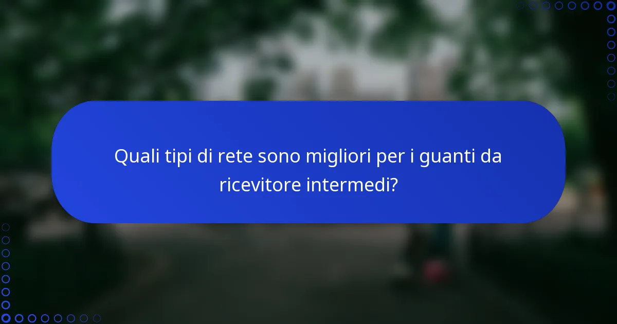 Quali tipi di rete sono migliori per i guanti da ricevitore intermedi?